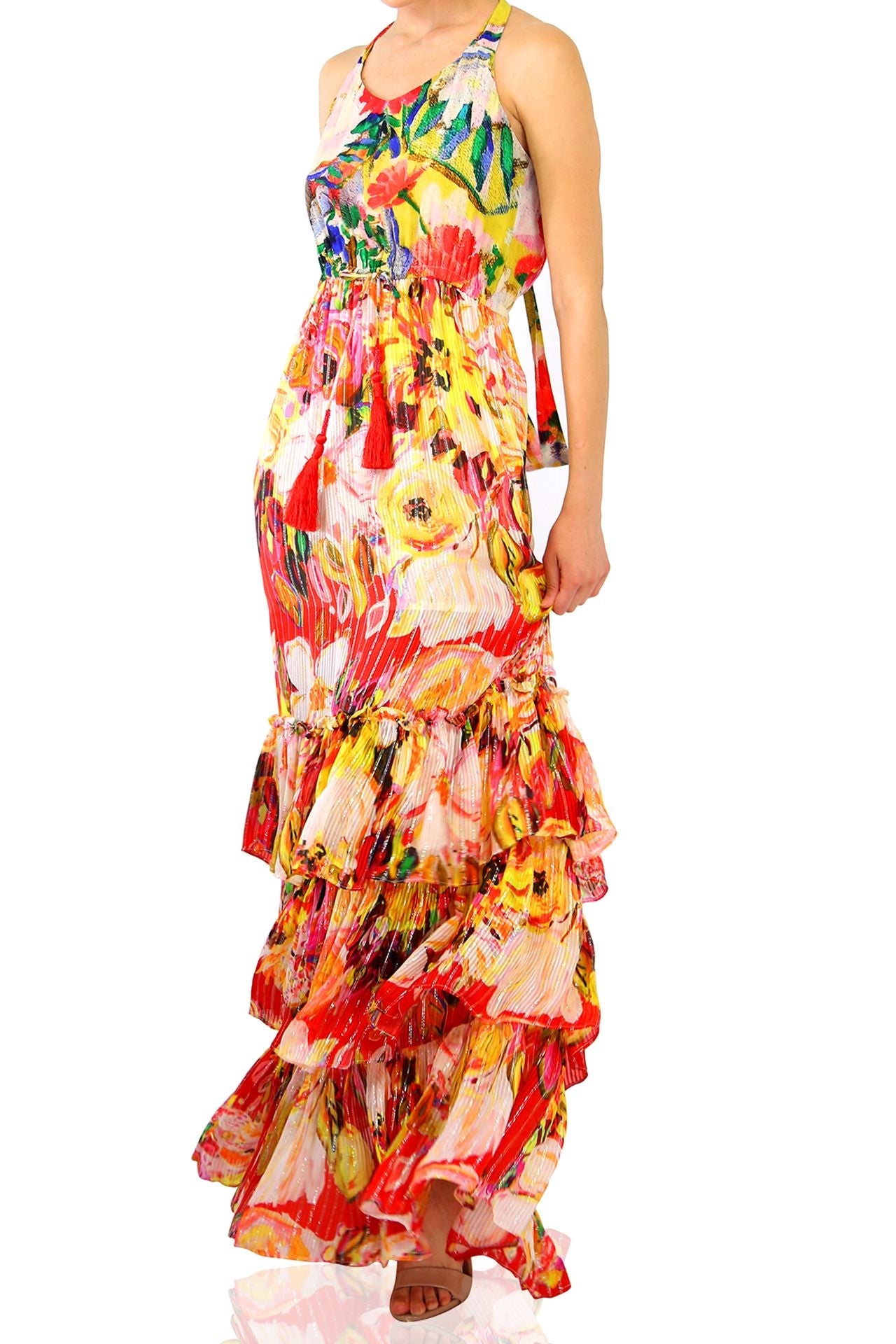 luxury floral dresses One Size Long Dress Color:BLUE creating a sophisticated silhouette Wilsons Leather | Jonah Color:Teddy
