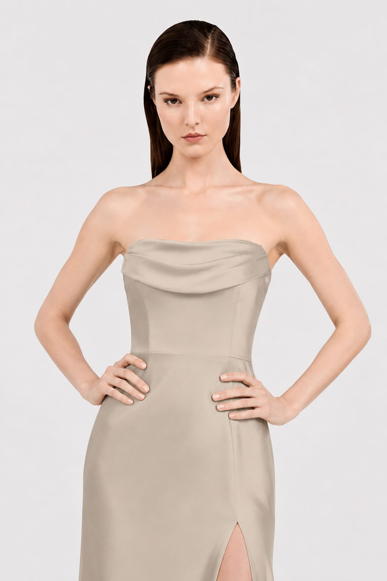 satin column maxi dress Floral Bateau Neck Satin Column Maxi Dress with Exaggerated Tail Bow Straps