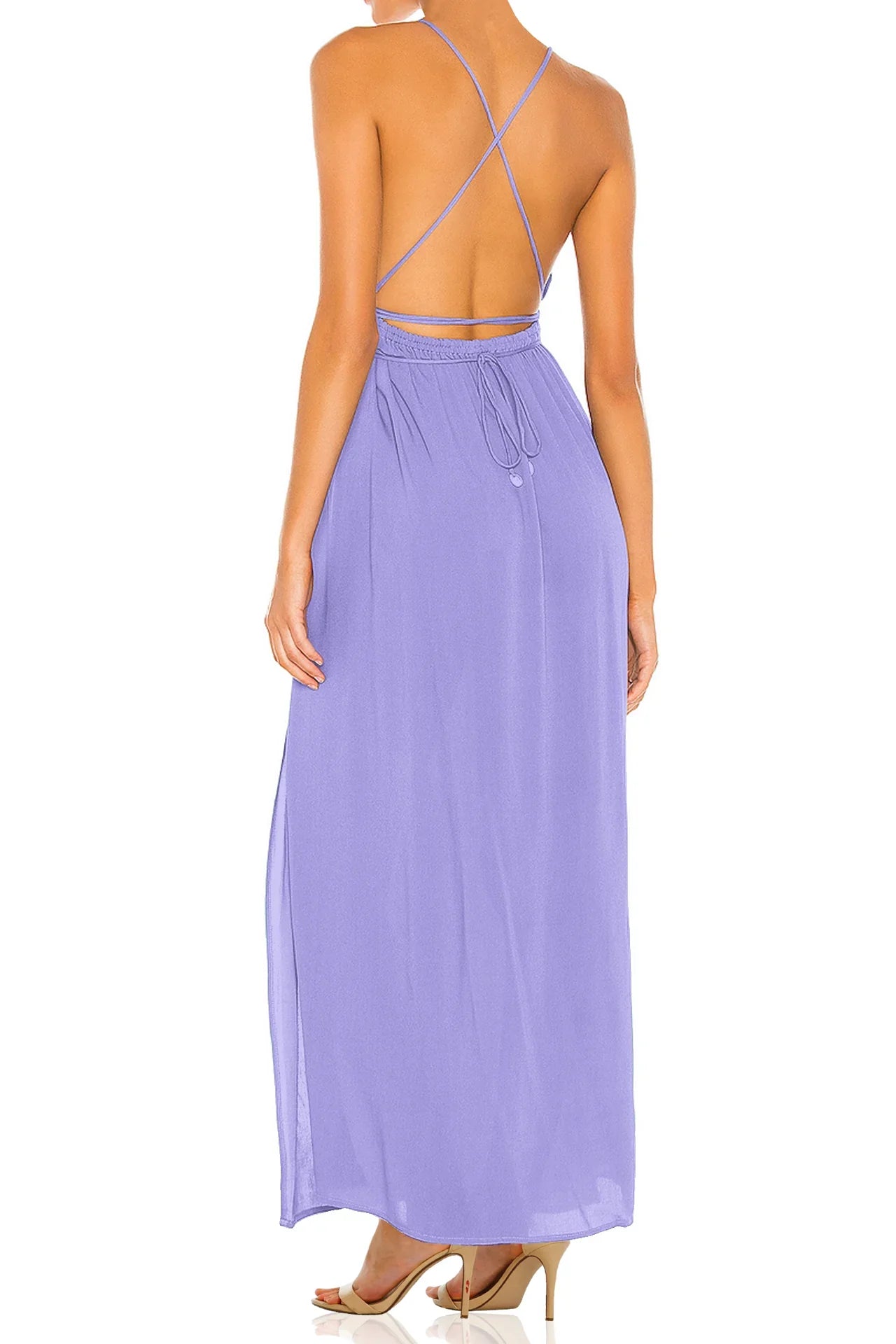 purple cut out maxi dress Halterneck Cross Front Cut Out Maxi Dress In Purple Slinky | EGO US