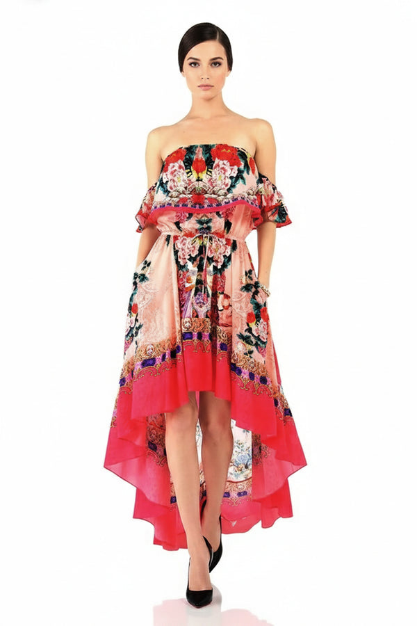strapless open back dress RAQUELA OFF SHOULDER RUFFLE MAXI DRESS main image 0