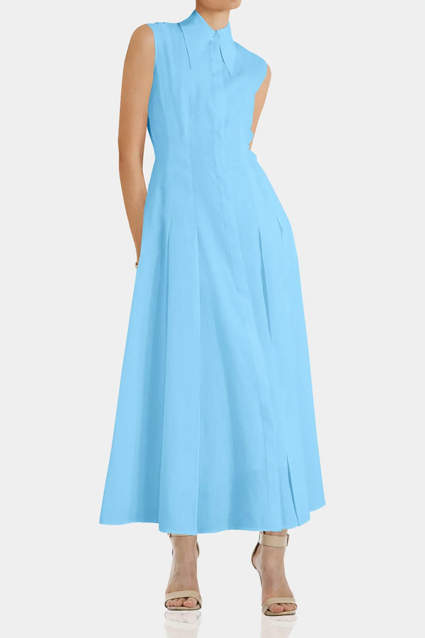 Floor Length Shirt Dress | Womens Blue Dress Shirt - Shahida Parides Floor Length Shirt Dress | Womens Blue Dress Shirt - Shahida Parides