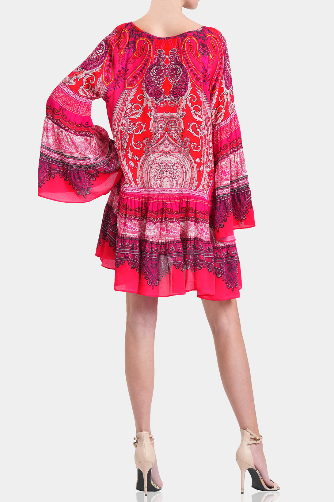  pink short dress, Shahida Parides, sleeveless short dress, short frock for women party wear,