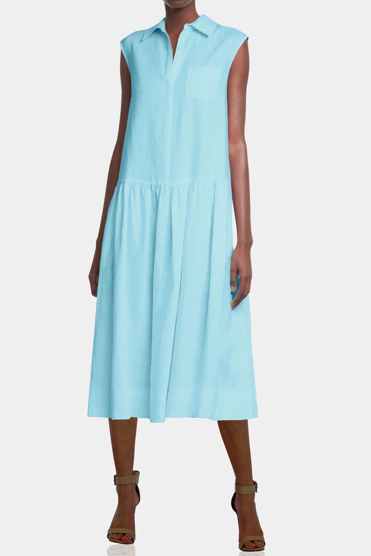 knee length dresses for ladies Love Found Light Blue Tiered Midi Dress – Shop the Mint main image 1