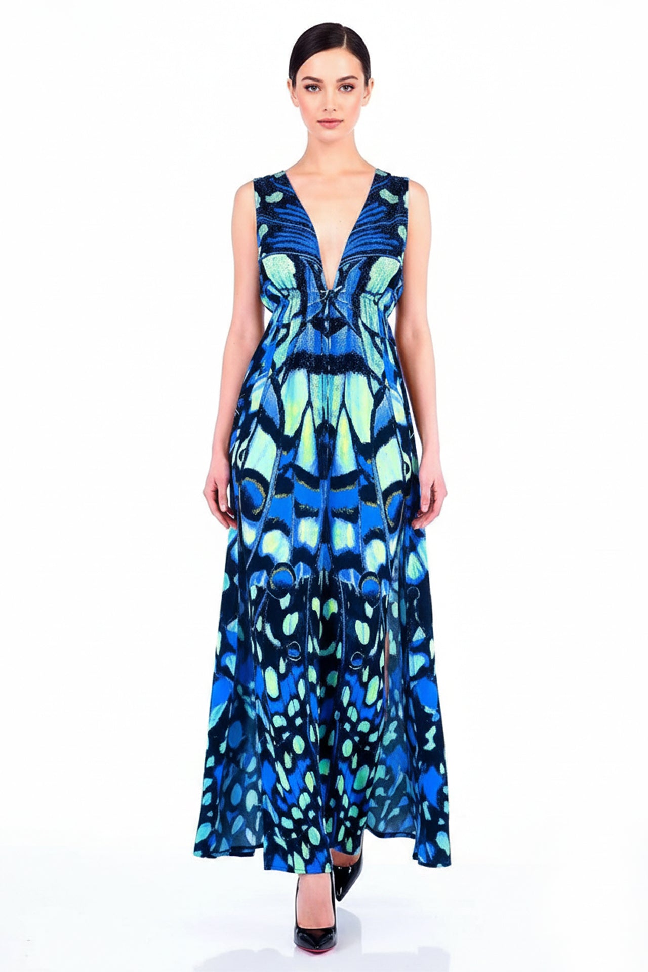 Designer Long Silk Dress | Royal Blue Long Dress | Shahida Parides