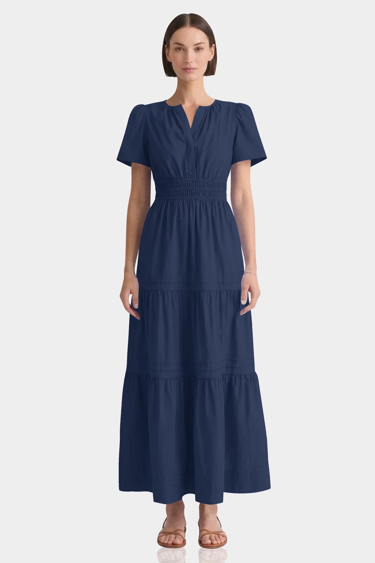blue maxi dress with pockets MILLE Victoria Dress in Blue Oxford