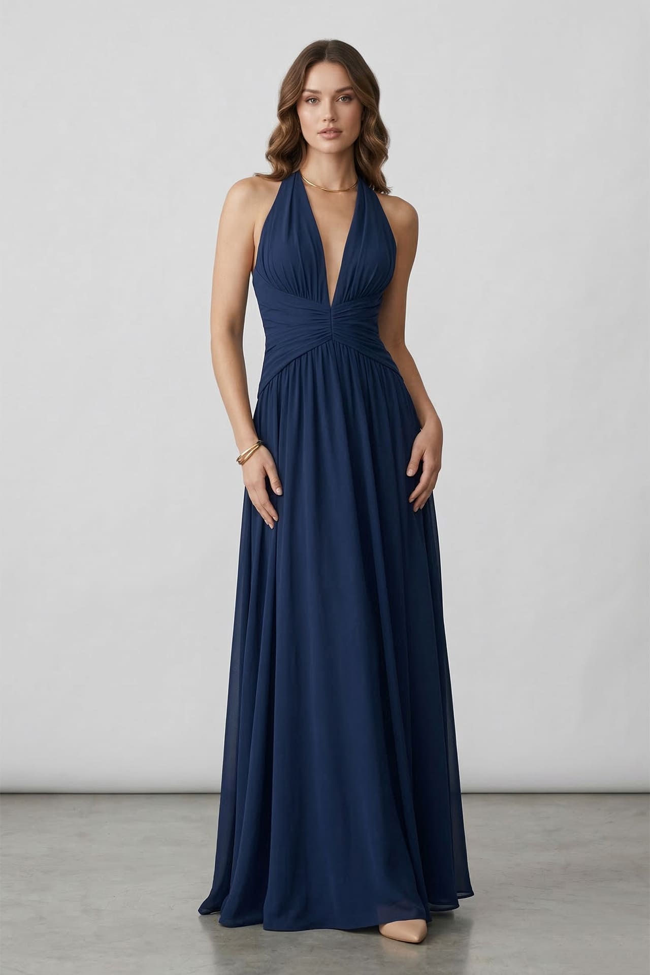 Navy Halter Chiffon Bridesmaid Maxi Dress | Shahida Shahida Parides Navy Halter Chiffon Bridesmaid Maxi Dress | Shahida Shahida Parides