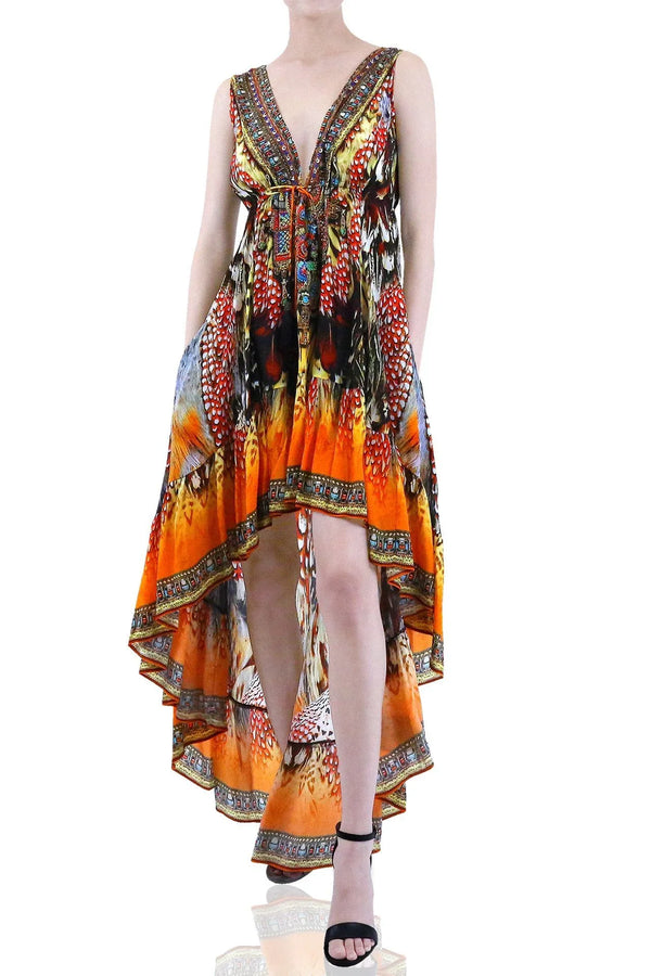 Designer Burnt Orange Maxi | Asymmetrical Hem Dress | Shahida Parides Small - Medium Designer Burnt Orange Maxi | Asymmetrical Hem Dress | Shahida Parides Small - Medium