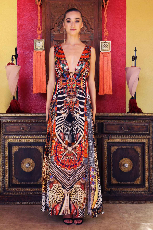 Designer Printed Maxi Dress | Floor Length Dress | Shahida Parides Small - Medium Designer Printed Maxi Dress | Floor Length Dress | Shahida Parides Small - Medium