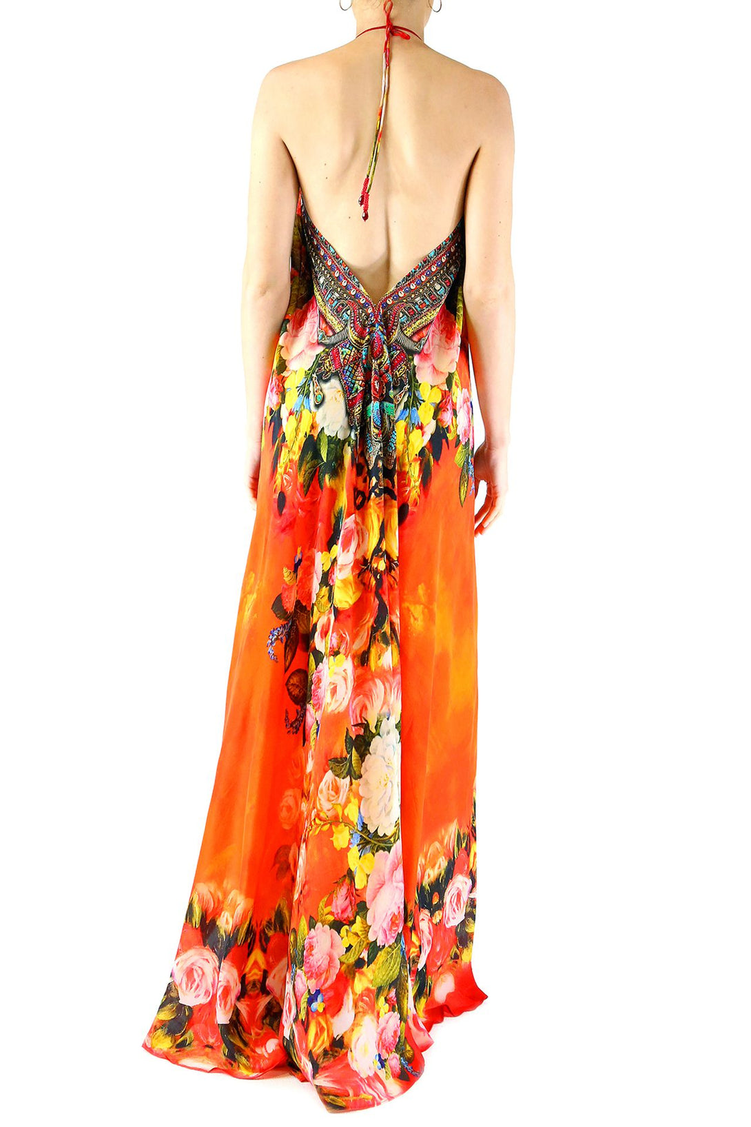  orange long dress, Shahida Parides, beach maxi dress, long summer dresses, backless maxi dress,