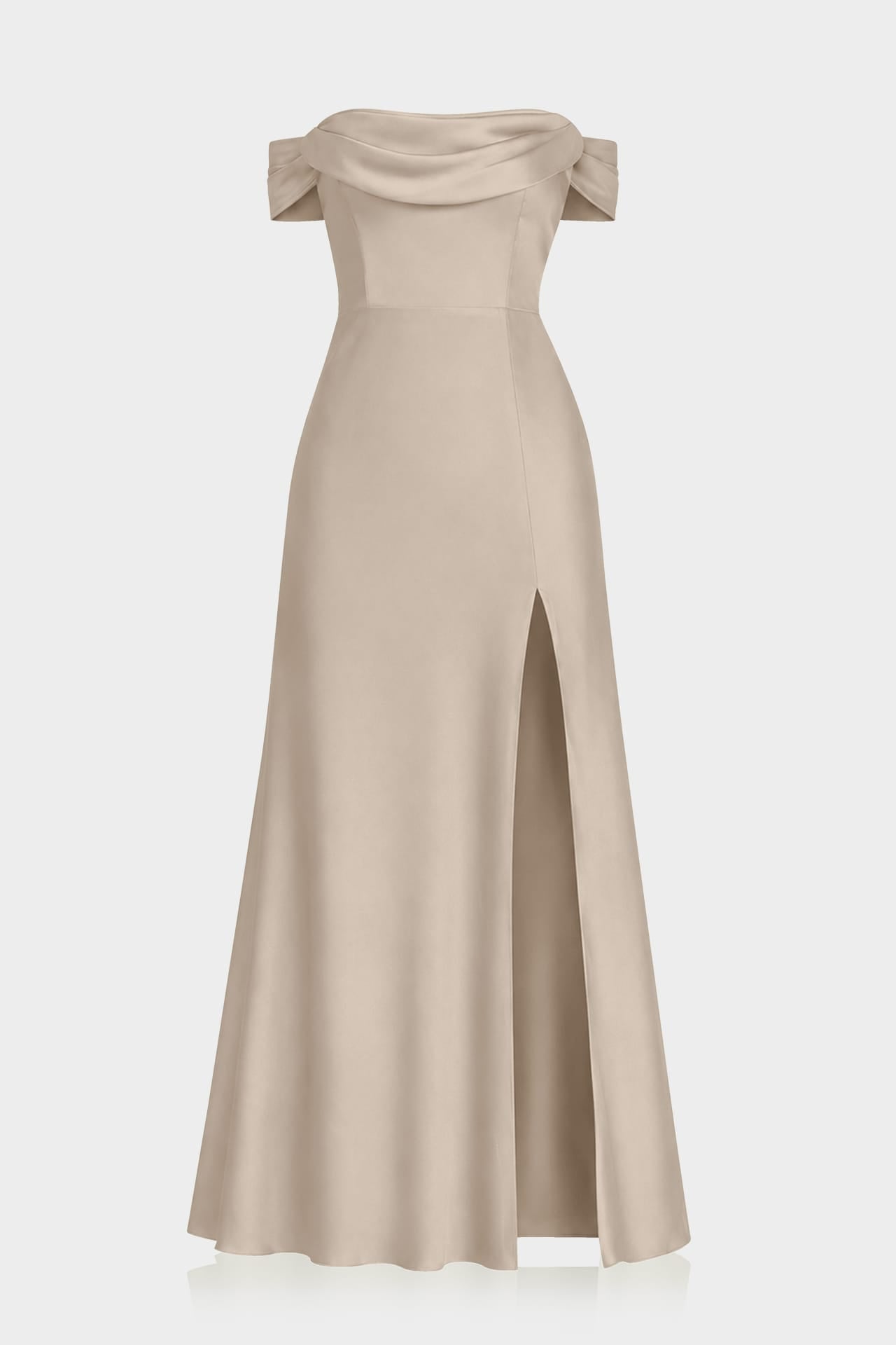 satin column maxi dress S Luxury Taupe with Draped Bodice and Side Slit LULU B CLOTHING CAPE COD Formal Dresses Kylie Jenner Wears a Core Colors:Olive