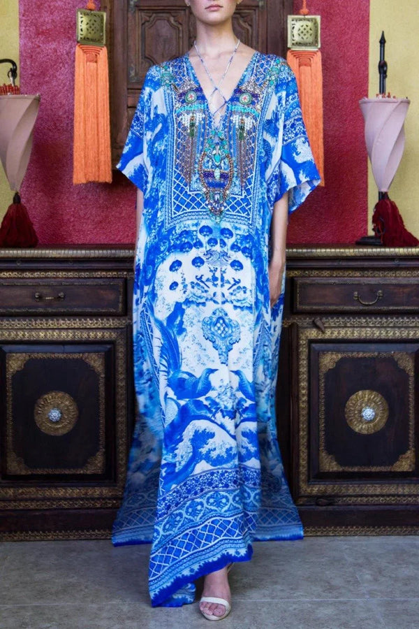 Designer Maxi Kaftan | Clothes For Beach Vacation | Shahida Parides XXL (18 US) Designer Maxi Kaftan | Clothes For Beach Vacation | Shahida Parides XXL (18 US)