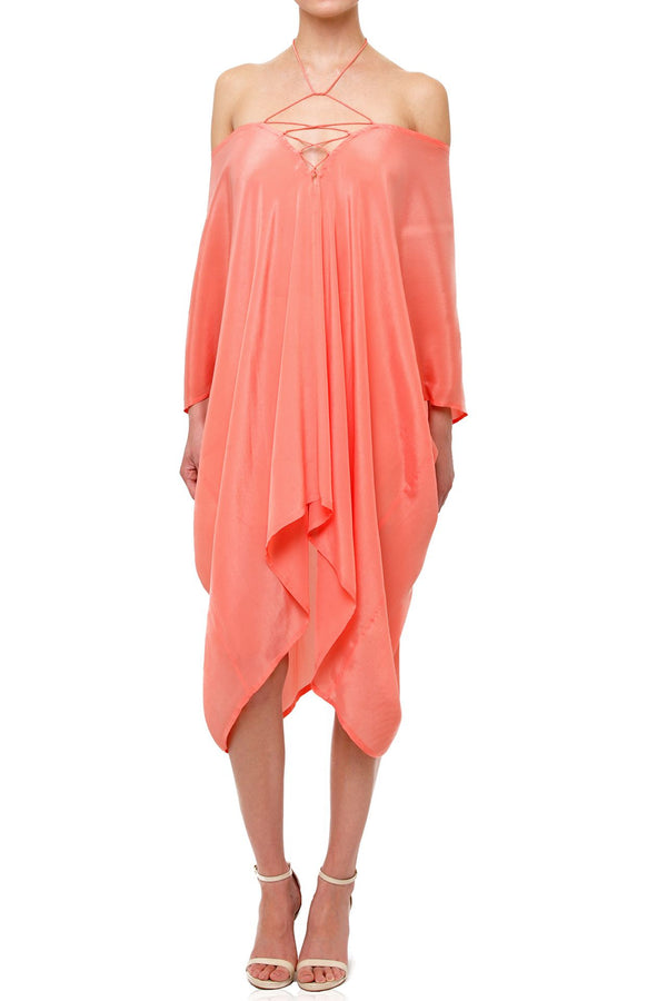  peach dress for women, luxury kaftan, Shahida Parides, sleeveless mini dress, sexy short dresses,