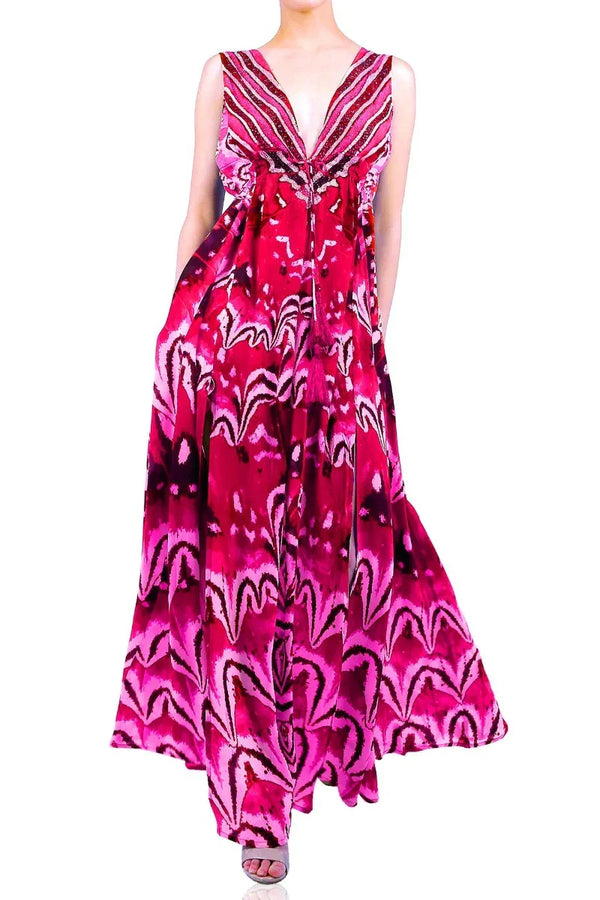 Designer Summer Maxi Dress | Pink Maxi Dress Women | Shahida Parides Small - Medium Designer Summer Maxi Dress | Pink Maxi Dress Women | Shahida Parides Small - Medium