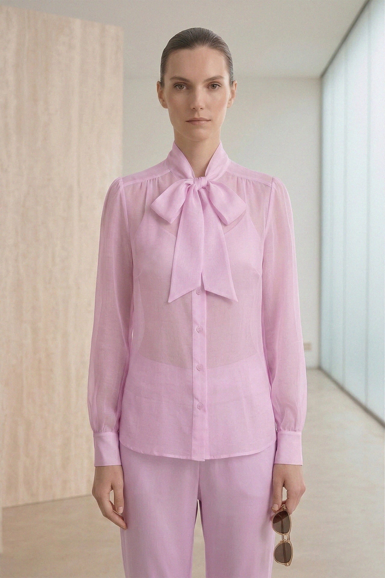 pink sheer shirt dress Marina Rinaldi | Woman - Silk organza shirt dress - Pink