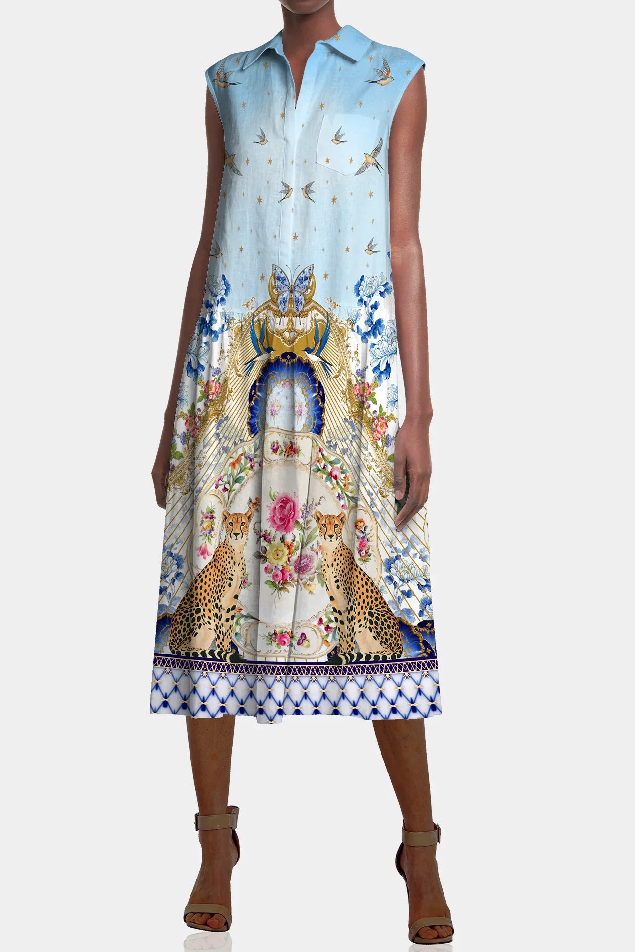 S Romantic Blue Midi Dresses For Women