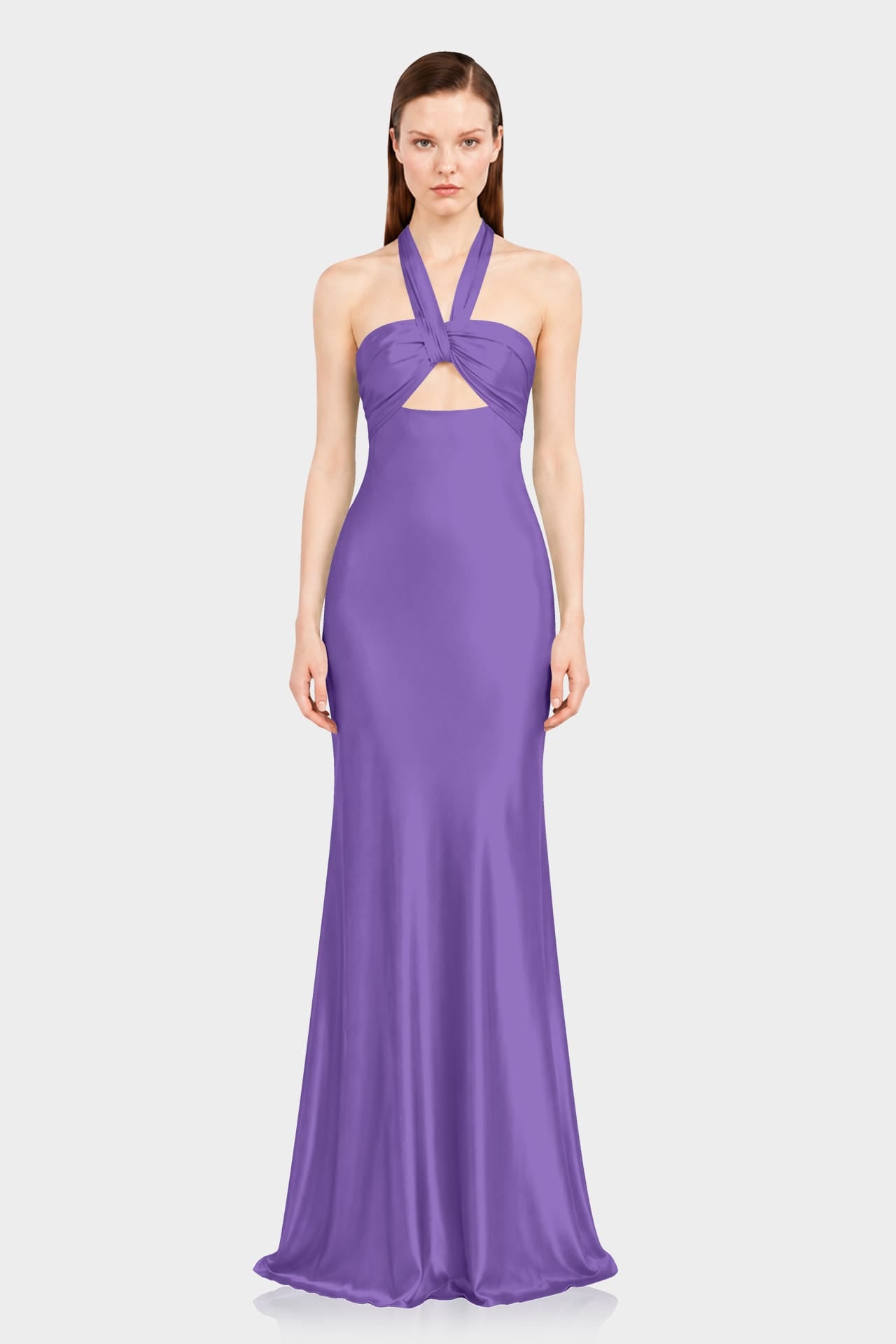 purple satin halter dress Maxi Satin maxi dress