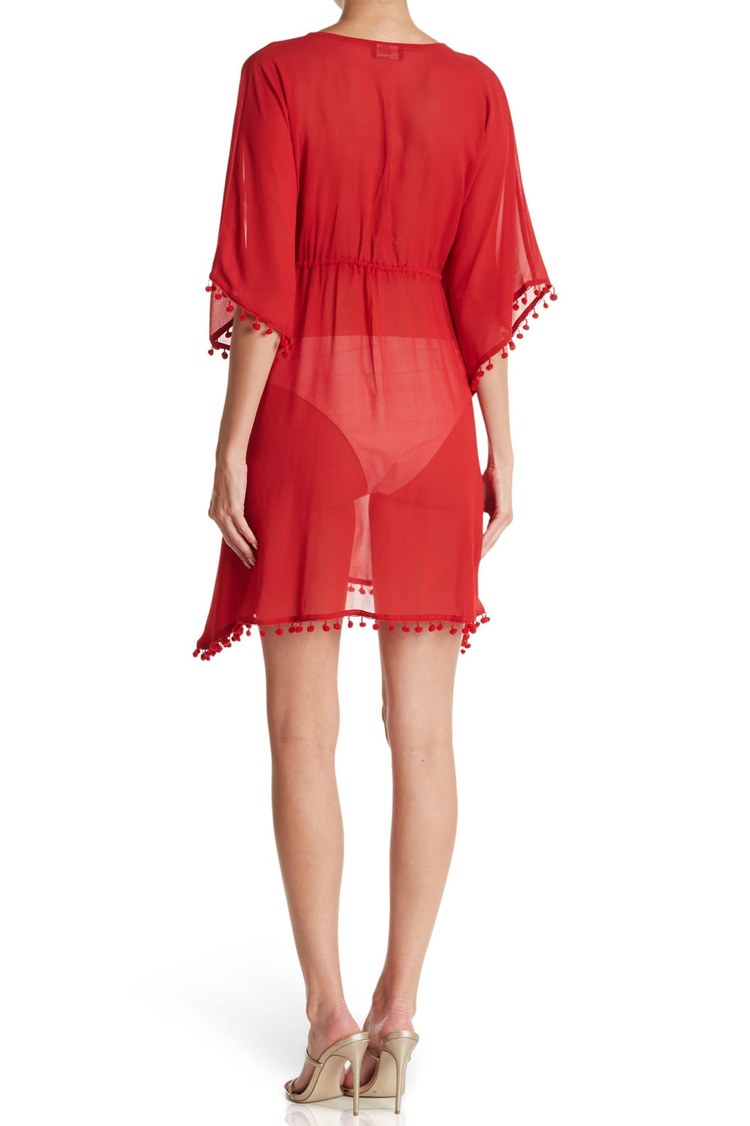"red bathing suit cover up" "womens swimsuit coverup" "Shahida Parides" "sheer cover up top"