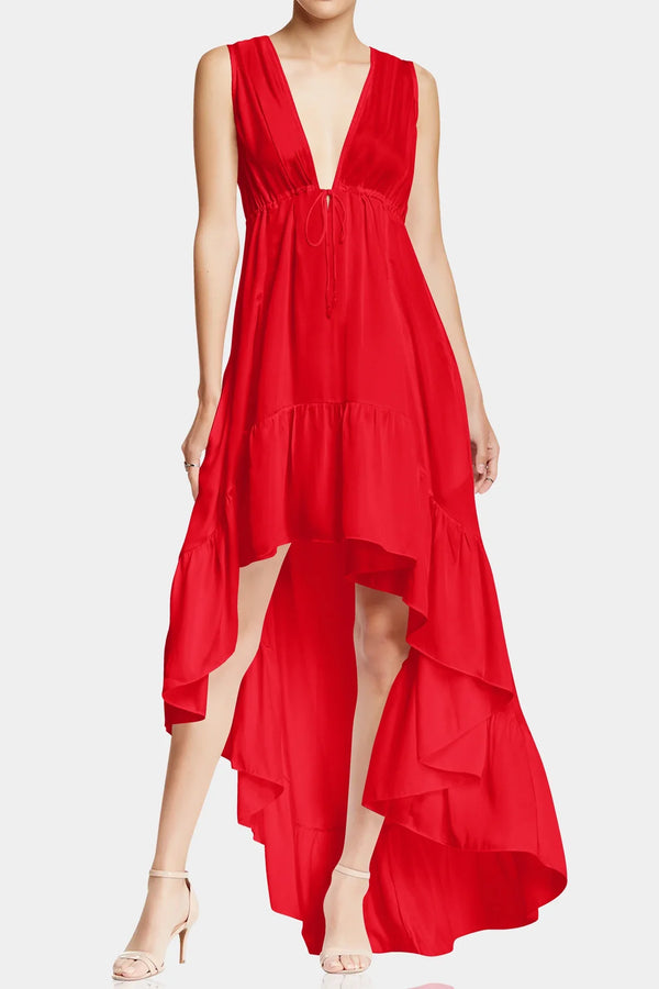 Small - Medium High Low Red Summer Dress Small - Medium High Low Red Summer Dress