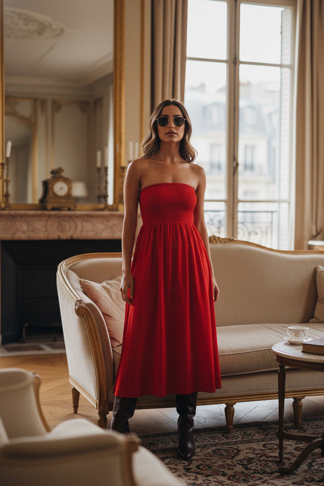 red dress style S Designer Fit & Flare Tube Red Dress
