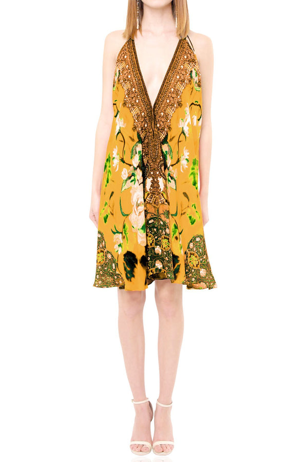 short yellow cocktail dress, mini frock for women, plus size short dresses, Shahida Parides,