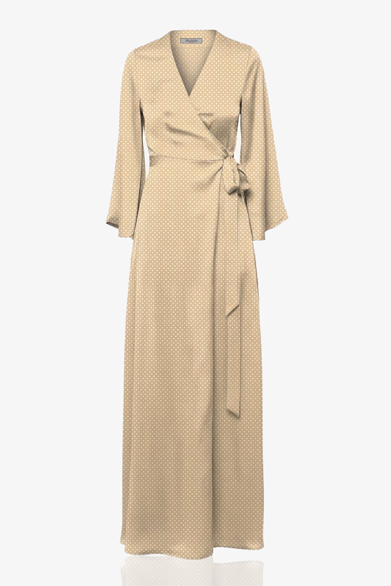 camel maxi dress Soft Polka Dot Satin Wrap Fashion Hanfu Chinese Black R3P52042XL Womens Boho Boho Dresses Men's Size:13