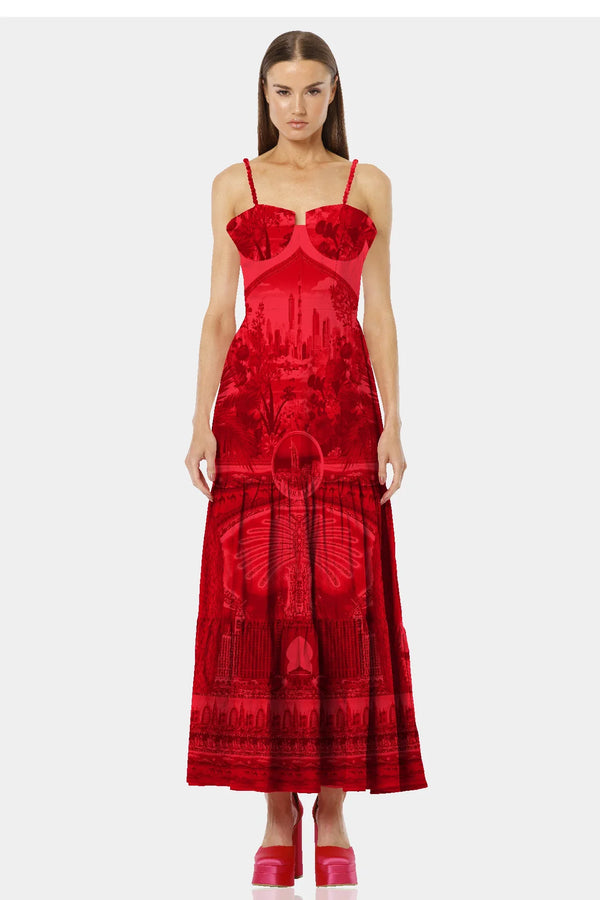 Designer Maxi Sun Dresses | Red Flowy Maxi Dress | Shahida Parides Designer Maxi Sun Dresses | Red Flowy Maxi Dress | Shahida Parides