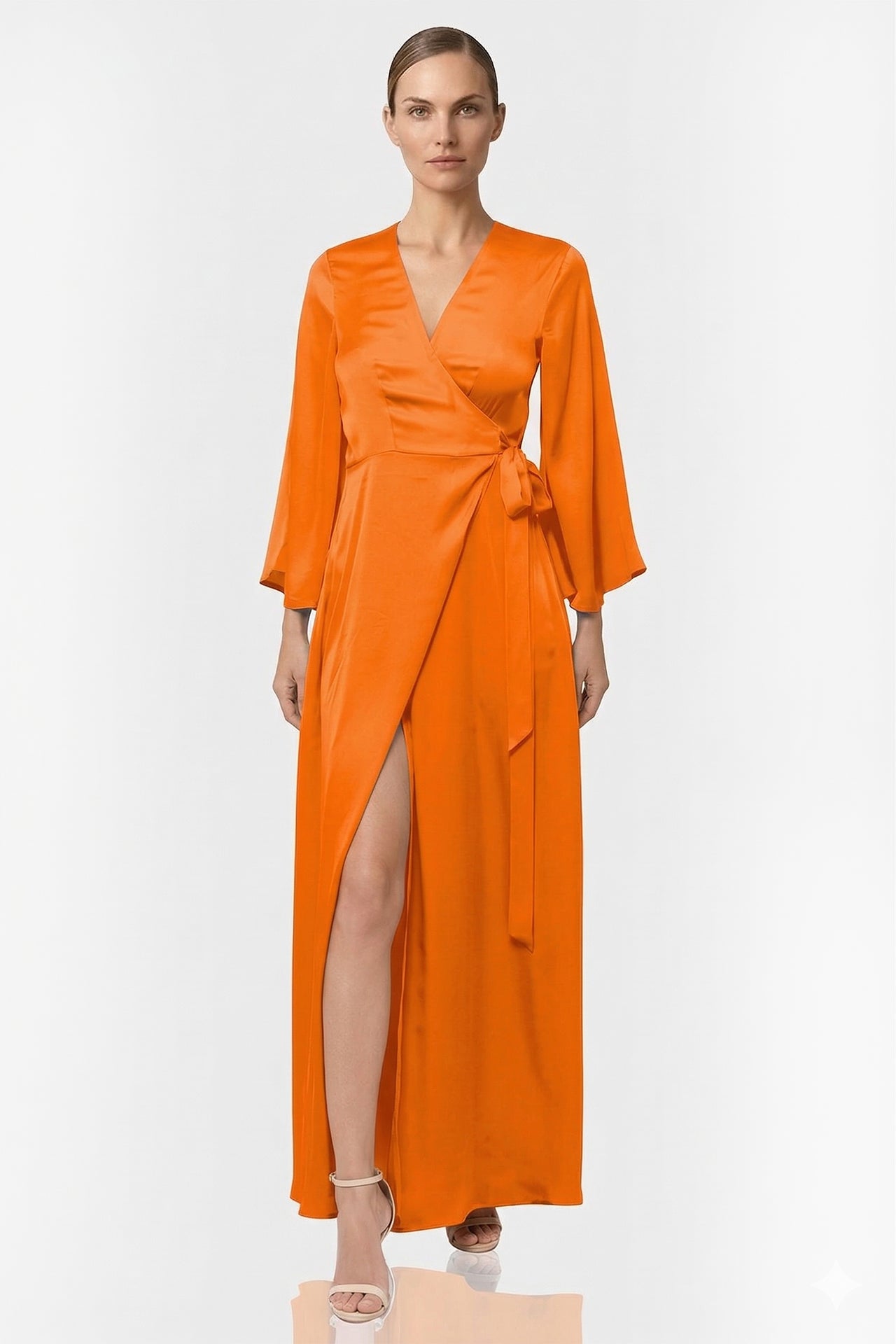 maxi orange satin dress Tangerine Orange Satin Dress