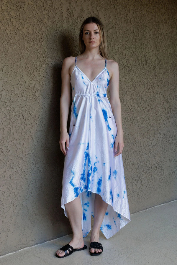 blue dress for baby girl Tie Dye Scarf Dress in Bright White