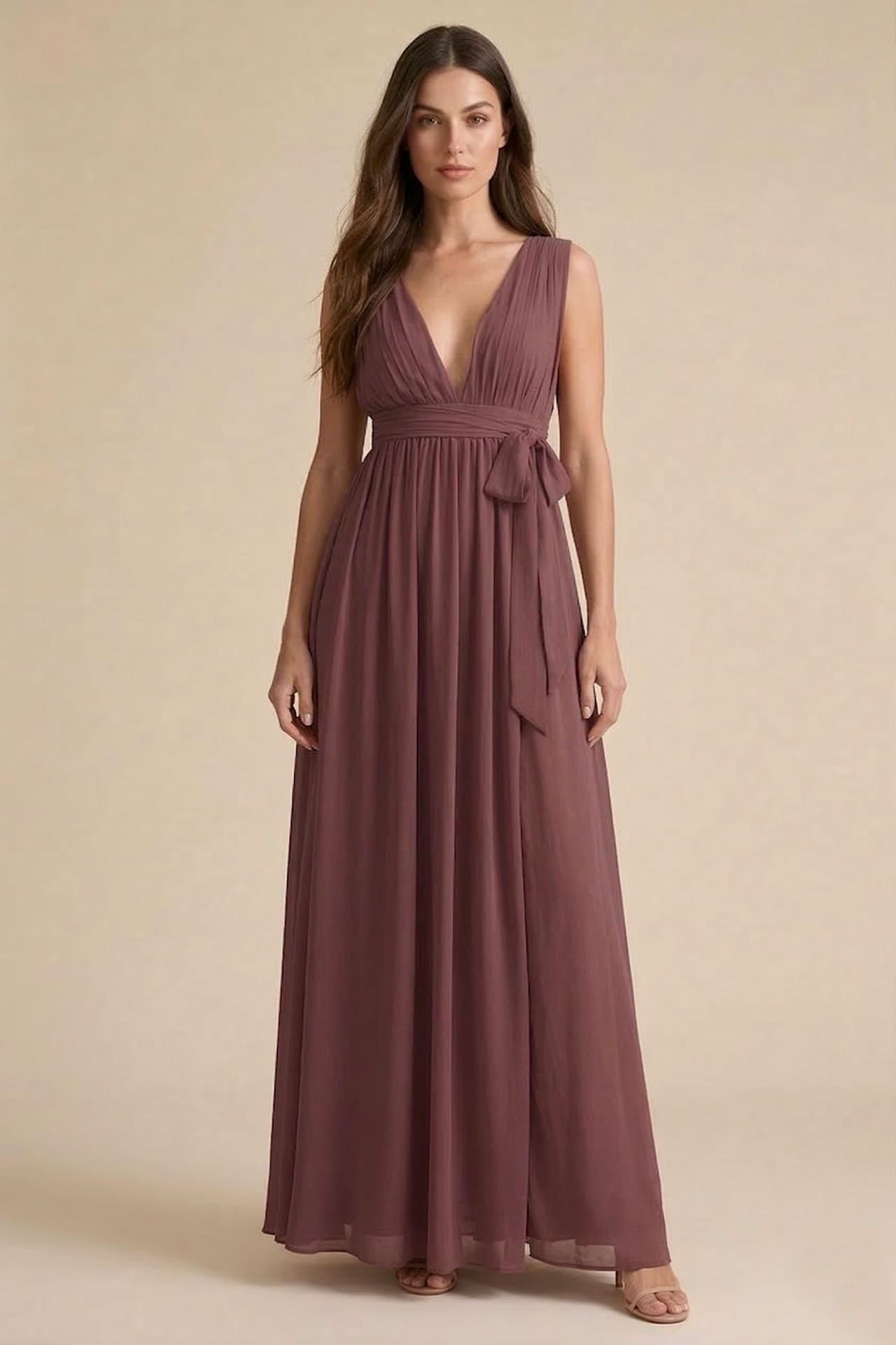 S / With Slit Cabernet Heaven V-Neck Bridesmaid Dress Deep Elegant Maxi Gown S / With Slit Cabernet Heaven V-Neck Bridesmaid Dress Deep Elegant Maxi Gown
