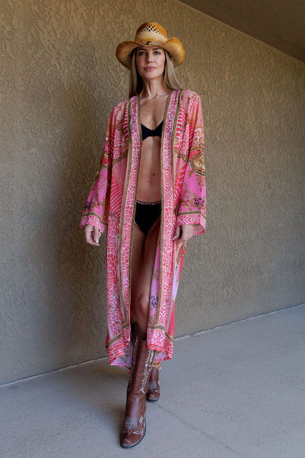 One Size Printed Long Cover Up Dress for Women