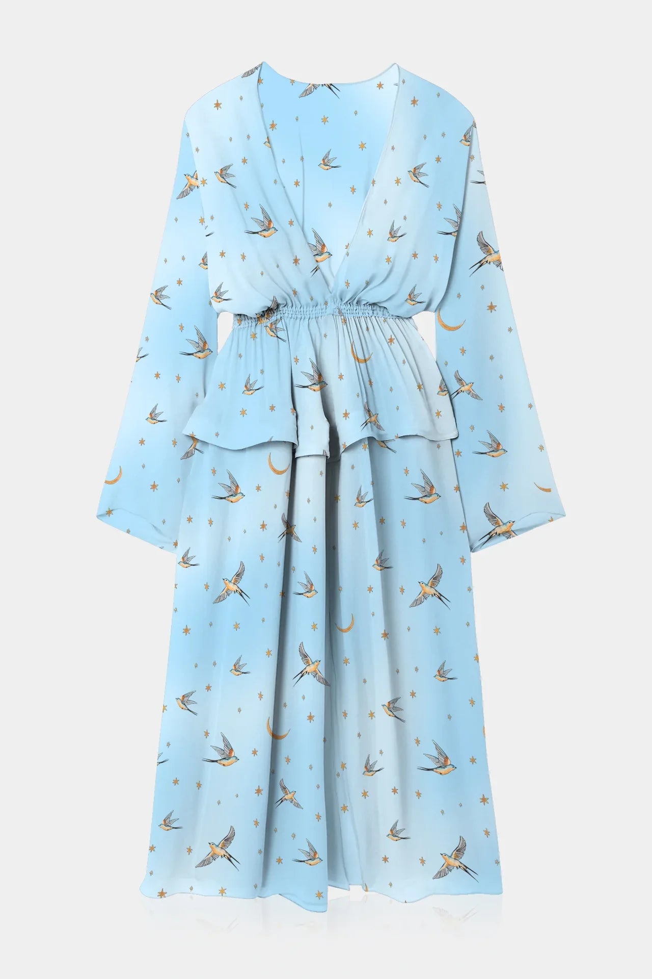 formal muslim dress for women Raleigh Asymmetrical Slinky Midi Dress - Pale Blue main image 1