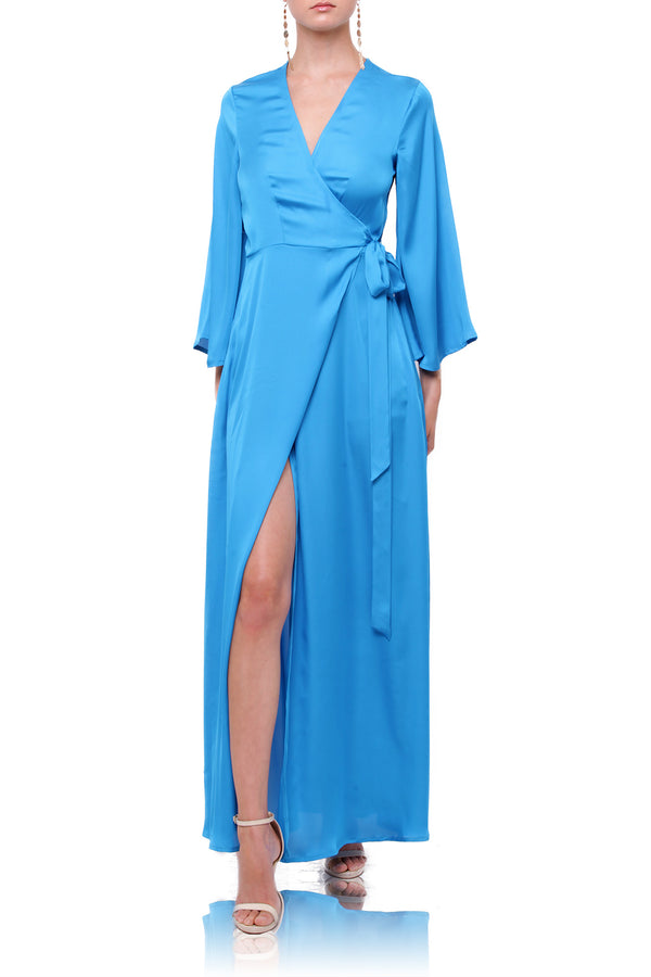  wrap maxi dress blue, maxi plus size wrap dress, Shahida Parides, long sleeve wrap,