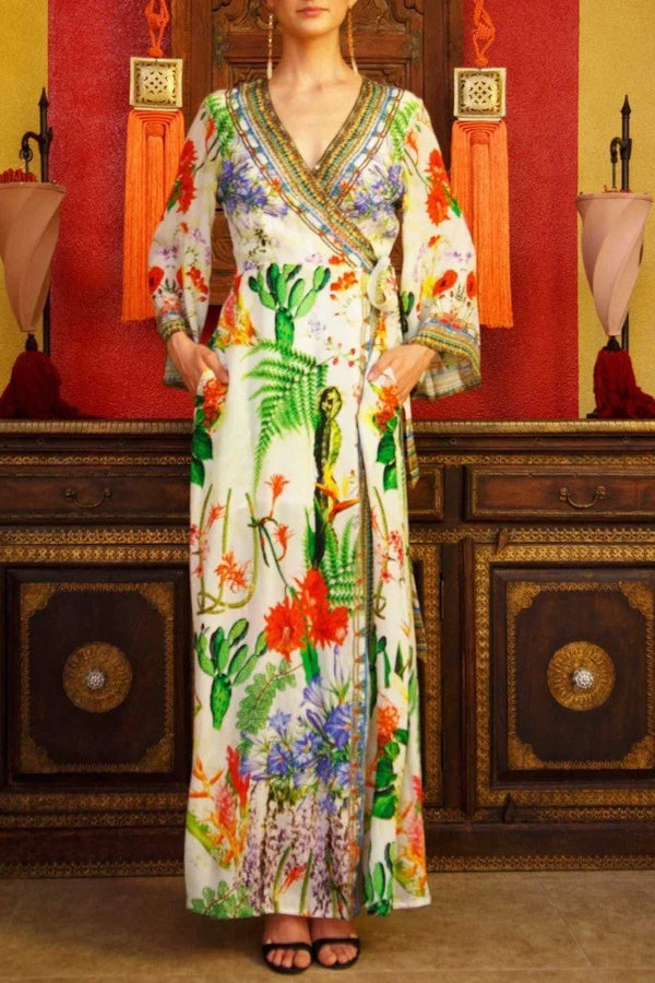 Handcrafted Bohemian Printed Wrap Dresses Small - Medium Handcrafted Bohemian Printed Wrap Dresses Small - Medium