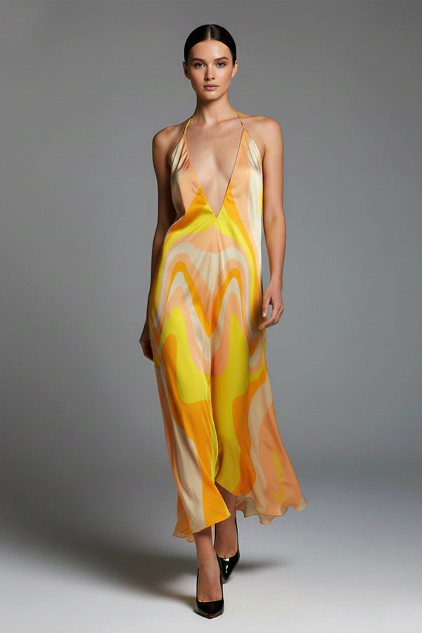 One Size Yellow Maxi Scarf Dress One Size Yellow Maxi Scarf Dress