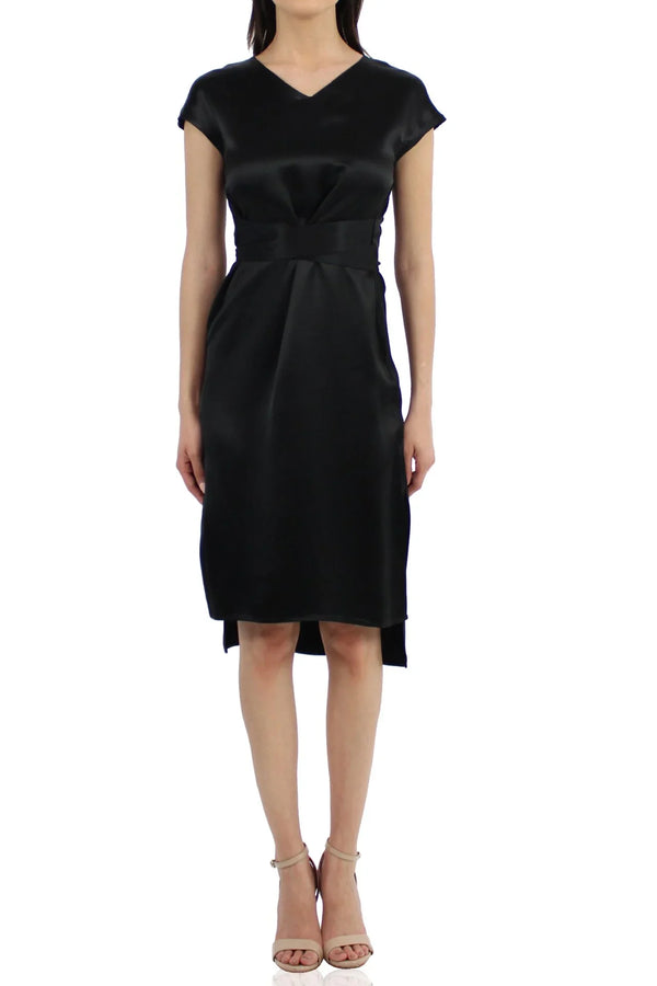 Small Belted Midi Dress In Black Small Belted Midi Dress In Black