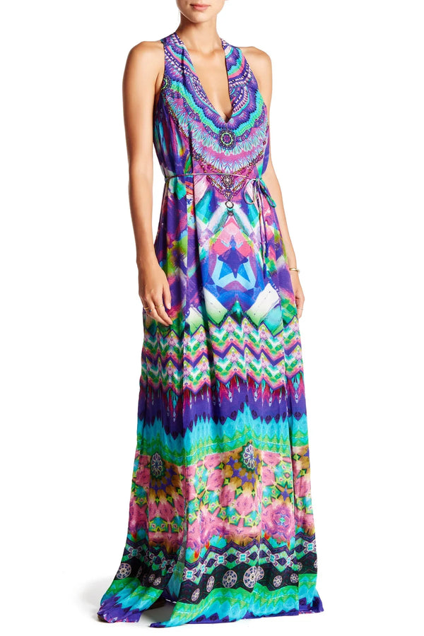 Small - Medium Blue Printed Halter Neck Maxi Small - Medium Blue Printed Halter Neck Maxi