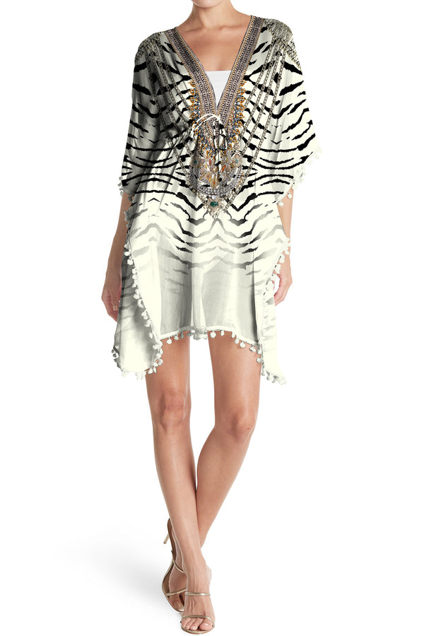 Animal Print Short Duster in Black and White