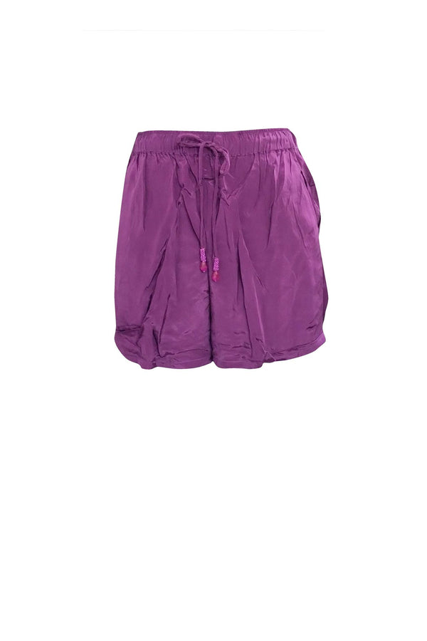 Purple Loose Fit Silk Shorts