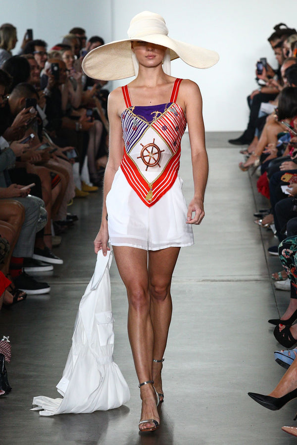 As seen on NYFW Top in Red and White