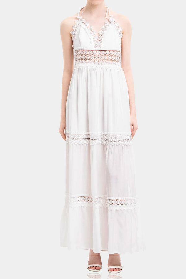 White Halter Maxi Dress Lace | Strappy Summer Maxi Dress |Shahida Shahida Parides White Halter Maxi Dress Lace | Strappy Summer Maxi Dress |Shahida Shahida Parides