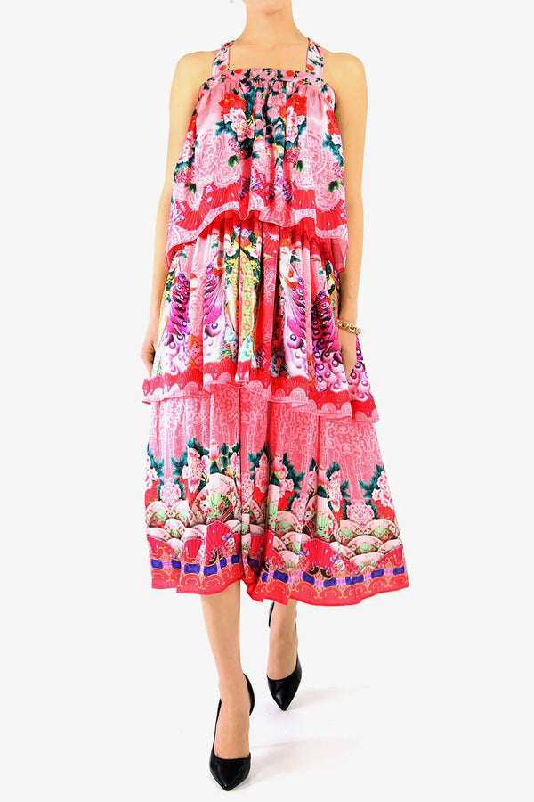 coral designer dresses Meredith Floral Dress in Coral XL