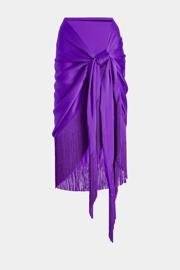 Wrap Fringed Silk Skirt