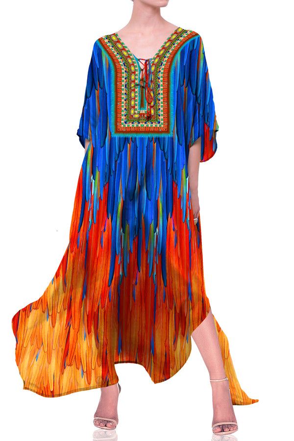 Feather Caftan Dress