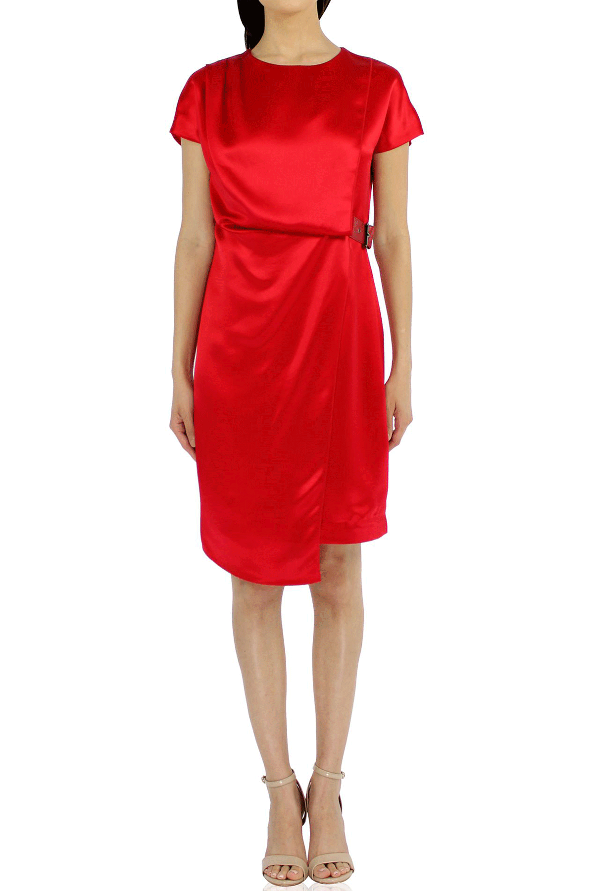 open lace back dress T by Alexander Wang // Red Satin Draped Dress – VSP Consignment