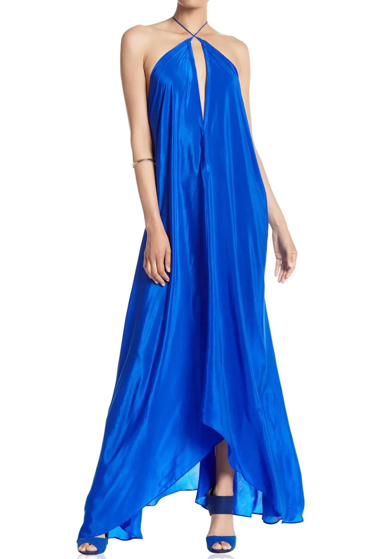 halter handkerchief dress One Size Azure Long Multiway Maxi Portia and Scarlett | A mock halter neckline Waist Inches:32 26.02SID