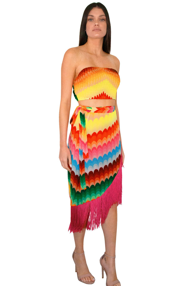 Multicolor Sarong Wrap Skirt