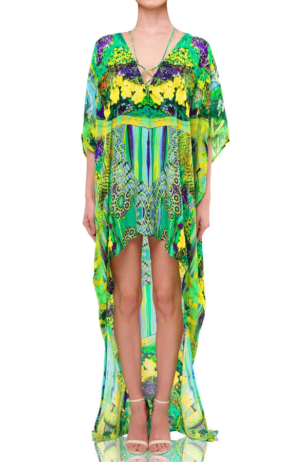 Kaftan Dress : 10+ Designer Caftan cover up Hi Low - Silk Caftan One Size Kaftan Dress : 10+ Designer Caftan cover up Hi Low - Silk Caftan One Size