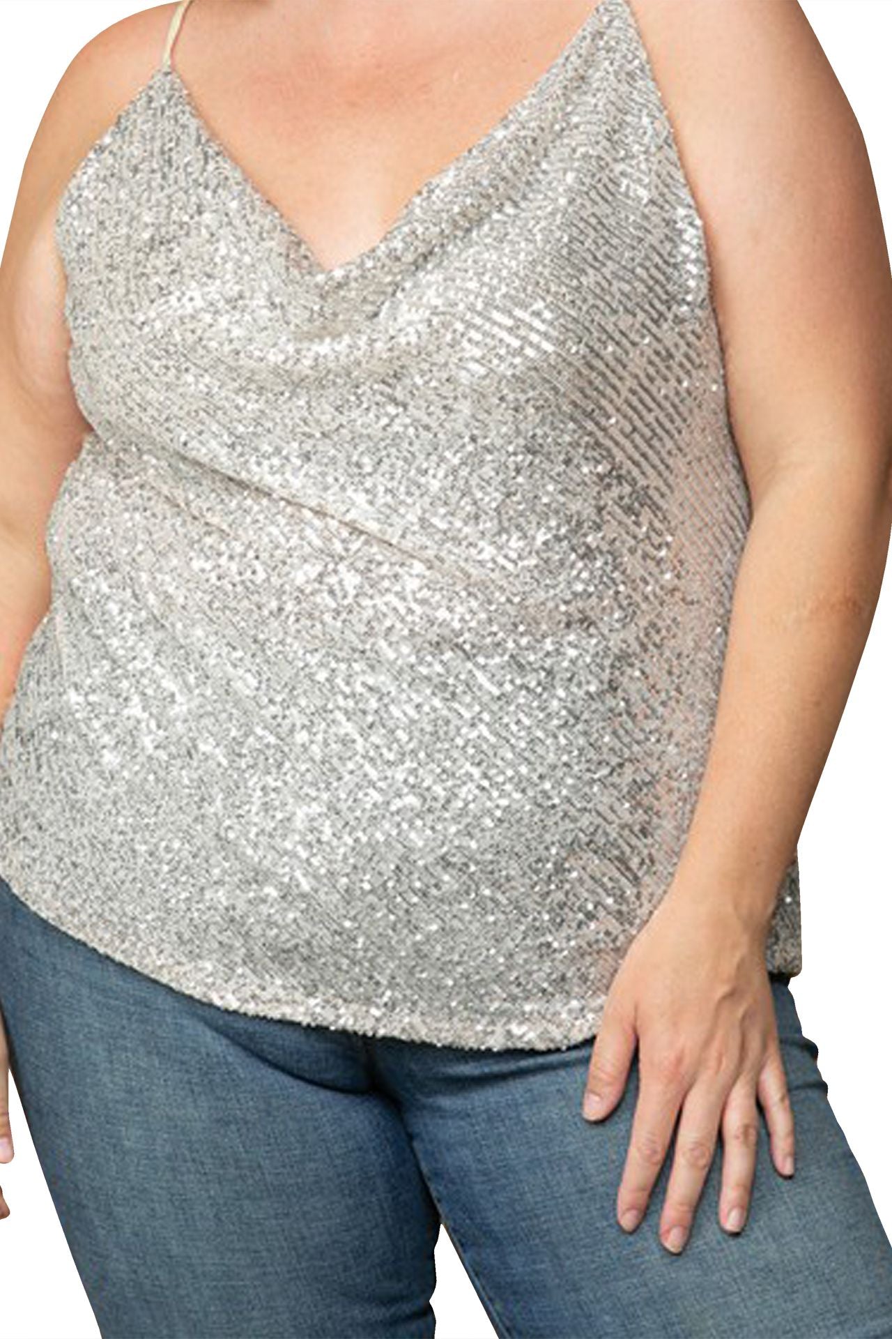 Buy Silver Sequins Tops Online Silver sparkly Tops Glitter