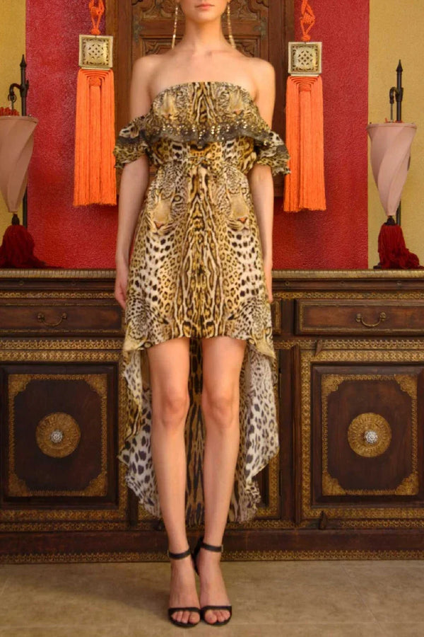 Designer Asymmetrical Dress | Long Ruffle Dress | Shahida Parides Small - Medium Designer Asymmetrical Dress | Long Ruffle Dress | Shahida Parides Small - Medium