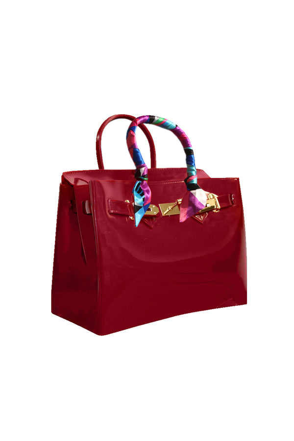 Red Top Handle Satchel Handbag